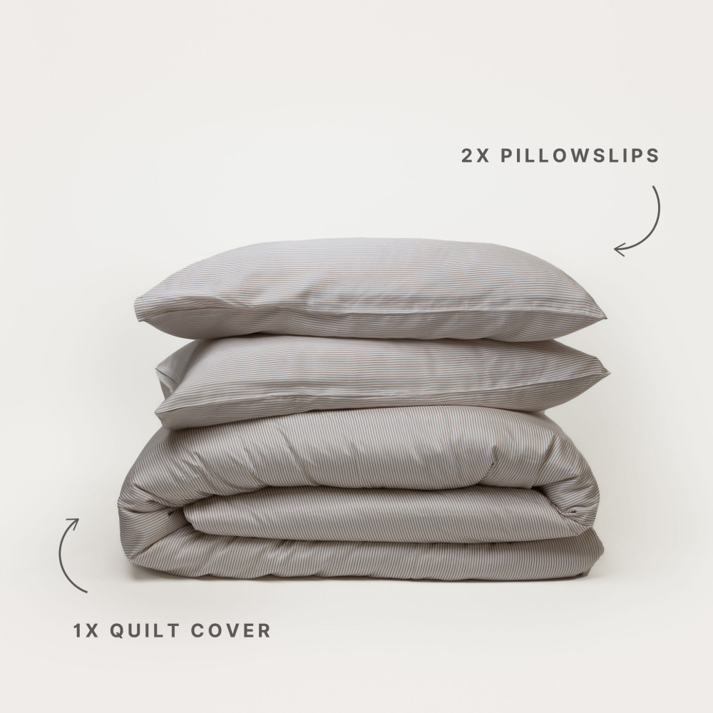 Bamboo Quilt Cover - Mocha Stripe