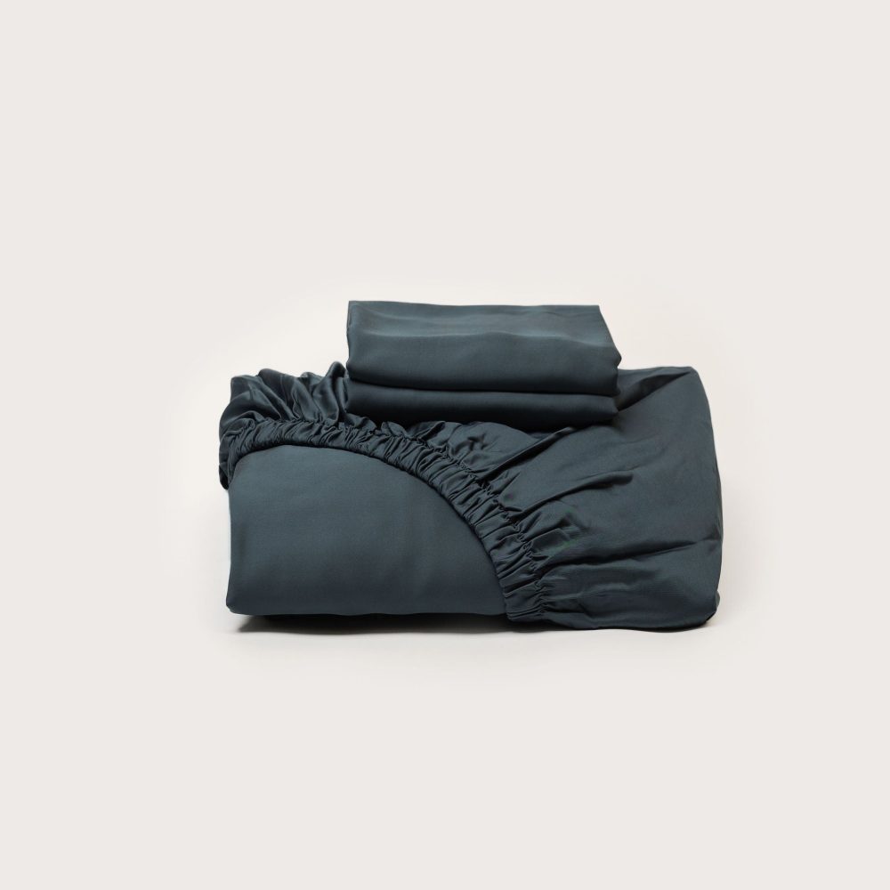 Bamboo Fitted Sheet & Pillowslips - Navy